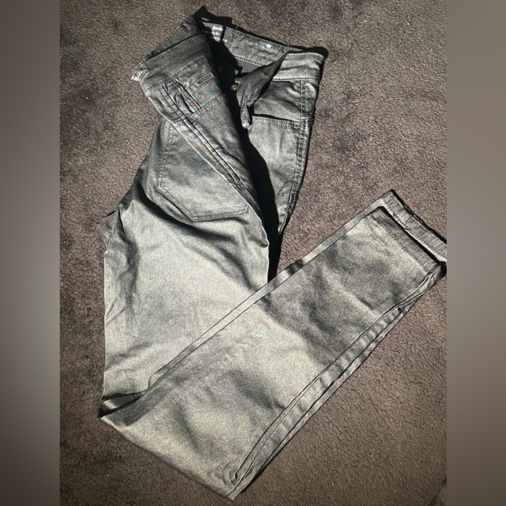 stradivarius Metallic Black Skinny Jeans